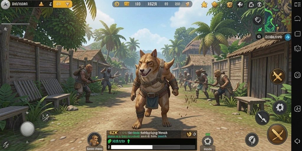 Screenshot gameplay 8ZK yang menunjukkan interaksi karakter dalam simulasi.