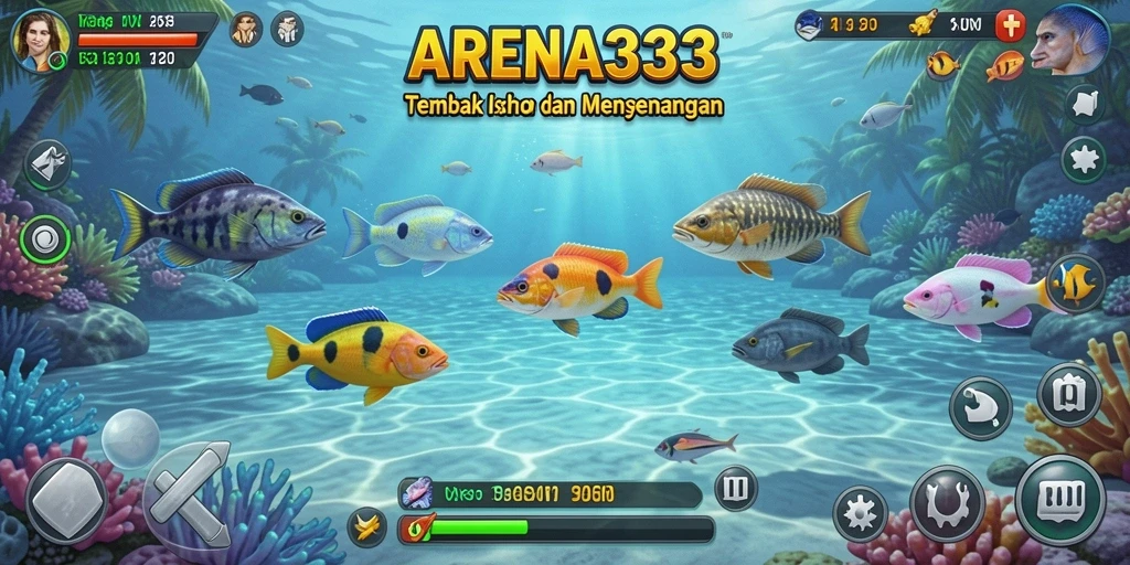 Tangkapan layar dari gameplay seru ARENA333 menampilkan aksi menembak ikan.