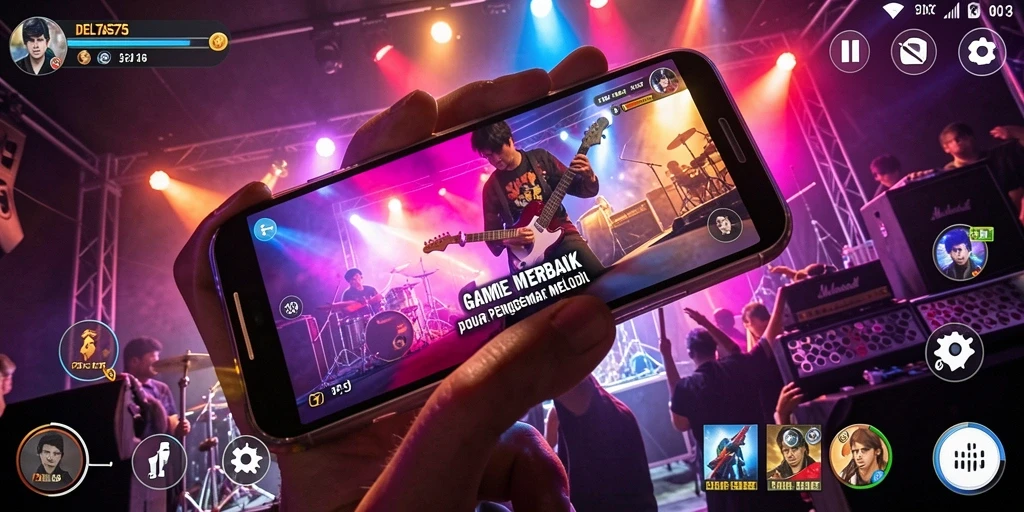 Tampilan gameplay DELTA575 menunjukkan pengalaman musik yang seru.