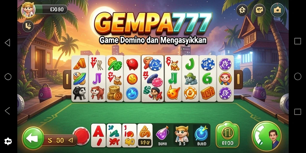 Tampilan gameplay seru dalam aplikasi GEMPA777 Domino.