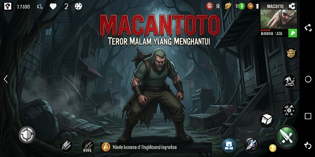 Tangkapan layar gameplay <strong>MACANTOTO</strong> yang menampilkan suasana menyeramkan dan menegangkan.