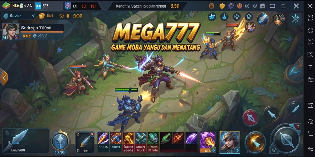 Tangkapan layar utama Gameplay MEGA777 yang menampilkan pertempuran seru.