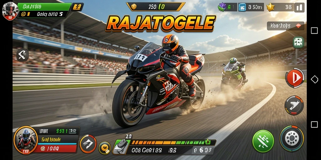 Screenshot gameplay RAJATOGEL menunjukkan aksi balap yang seru.