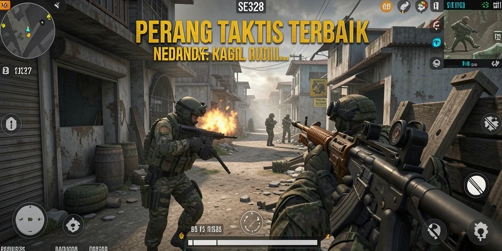 Tampilan gameplay seru SE328 dengan karakter dan senjata beragam.