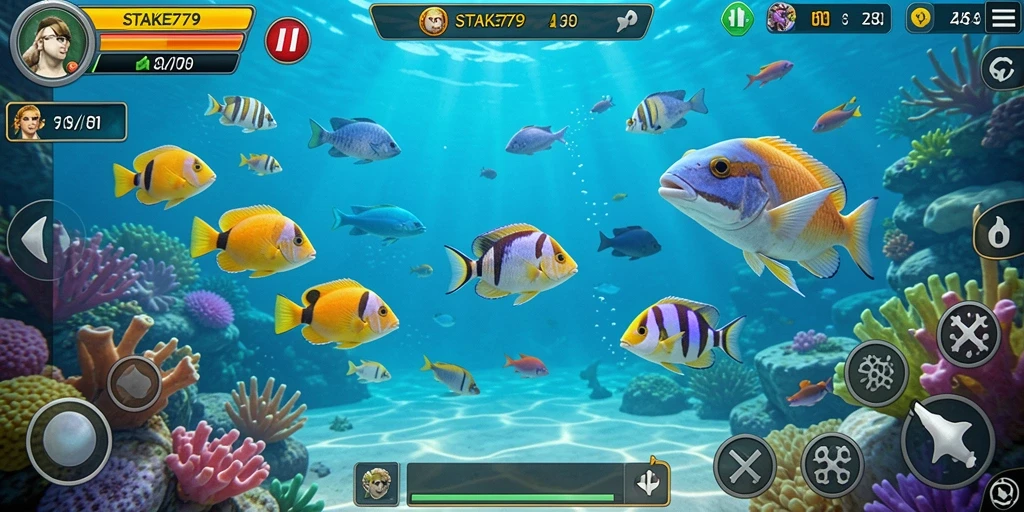 Tampilan gameplay menarik dari STAKE779 saat berburu ikan.